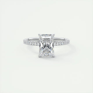 2.10 CT Radiant Solitaire Pave Moissanite Engagement Ring - violetjewels