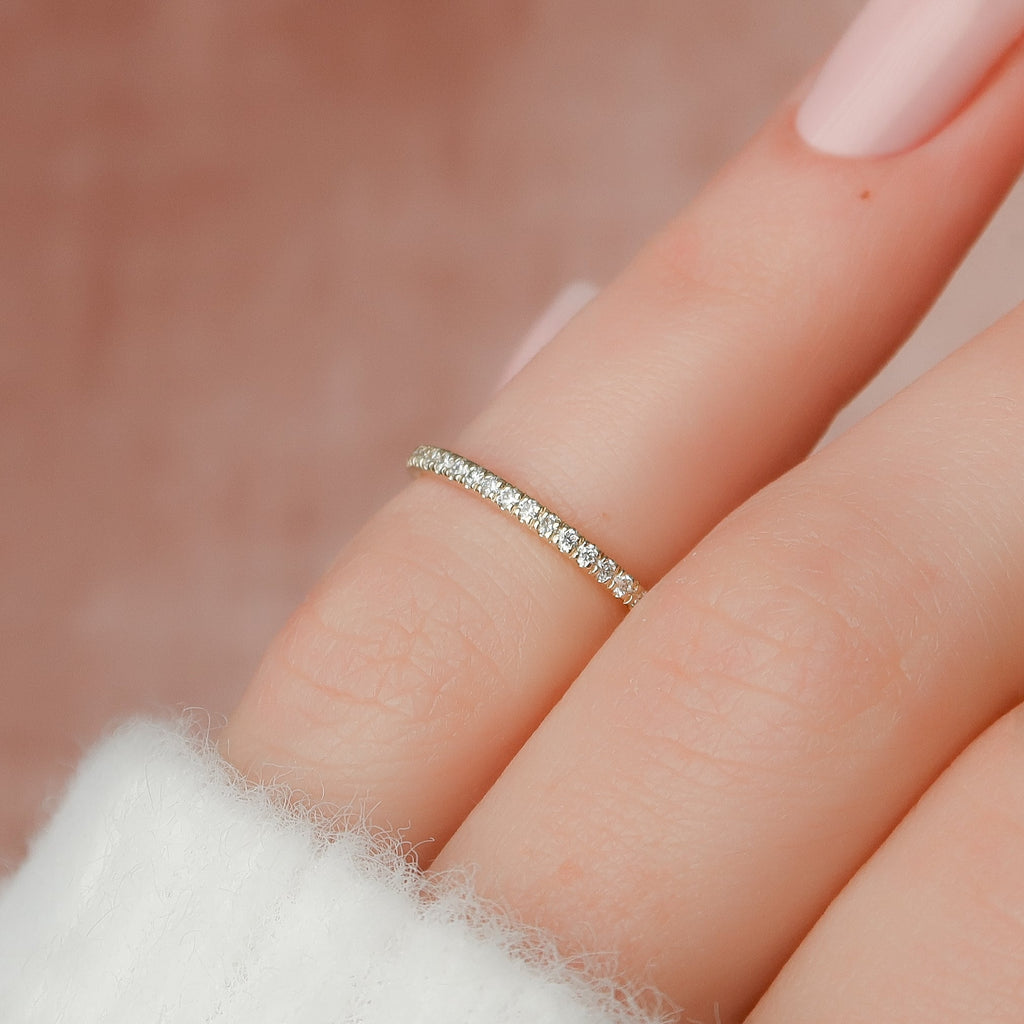 Round diamond half eternity wedding band – timeless elegance with continuous sparkle