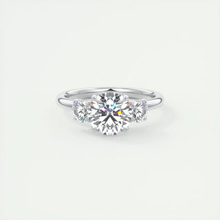 2.0 CT Round Cut Three Stone Moissanite Engagement Ring - violetjewels