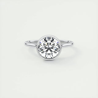 2.0 CT Round Bezel Solitaire Moissanite Engagement Ring - violetjewels