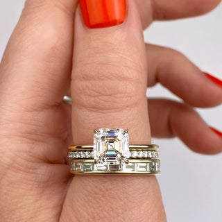 2ct Asscher F- VS1 Diamond Solitaire Engagement Ring - violetjewels