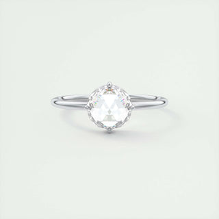 1.19 CT Round Rose Cut Solitaire Moissanite Engagement Ring - violetjewels