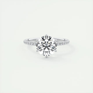 2.0 CT Round Cut Solitaire Pave Moissanite Engagement Ring - violetjewels