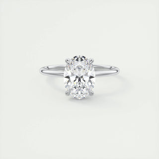 1.91 CT Oval Solitaire Hidden Halo Moissanite Engagement Ring - violetjewels