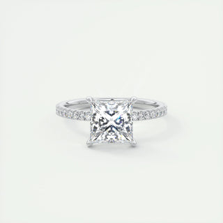 2.08 CT Princess Solitaire Pave Moissanite Engagement Ring - violetjewels