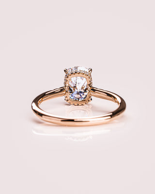 1.49 CT Cushion Cut Moissanite Solitaire Engagement Ring With Hidden Halo Setting - violetjewels
