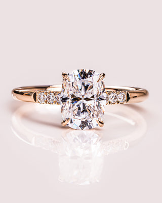 1.49 CT Cushion Cut Moissanite Solitaire Engagement Ring With Hidden Halo Setting - violetjewels