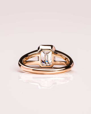 1.6 CT Emerald Bezel Solitaire Split Shank Style Moissanite Engagement Ring - violetjewels