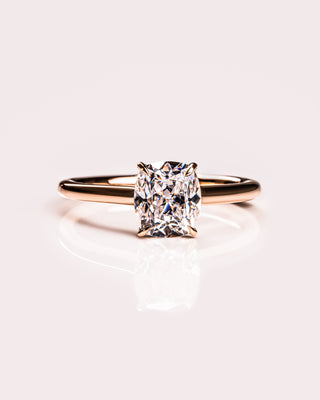 0.96 CT Cushion Hidden Halo Moissanite Engagement Ring - violetjewels