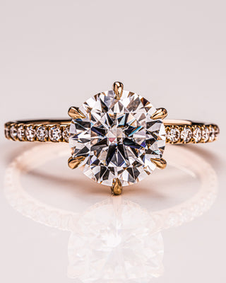 2.75 CT Round Cut Solitaire Hidden Halo/Pave Setting Moissanite Engagement Ring - violetjewels