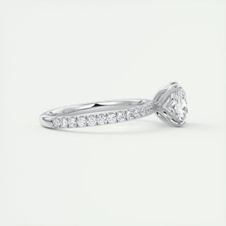 2ct Cushion F- VS1 Diamond Engagement Ring With Pave Setting - violetjewels