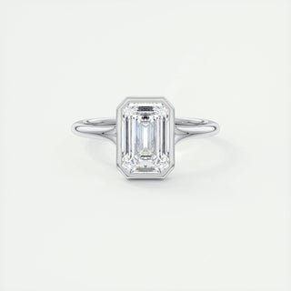 2.03 CT Emerald Cut Bezel Solitaire Moissanite Engagement Ring - violetjewels