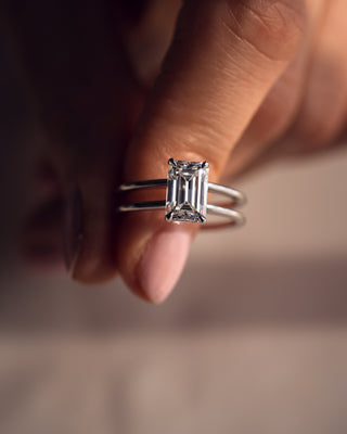 2.30 CT Emerald Cut Solitaire Moissanite Engagement Ring - violetjewels