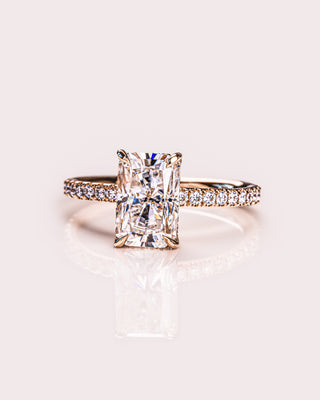 2.43 CT Radiant Cut Moissanite Solitaire Engagement Ring With Hidden Halo Setting - violetjewels