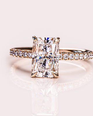 2.43 CT Radiant Cut Moissanite Solitaire Engagement Ring With Hidden Halo Setting - violetjewels