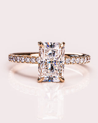 2.43 CT Radiant Cut Moissanite Solitaire Engagement Ring With Hidden Halo Setting - violetjewels