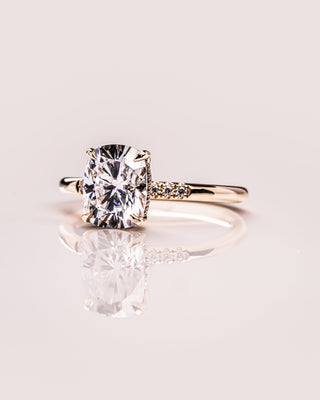 2.15 CT Cushion Cut Moissanite Solitaire Engagement Ring With Hidden Halo Setting - violetjewels