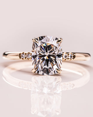 2.15 CT Cushion Cut Moissanite Solitaire Engagement Ring With Hidden Halo Setting - violetjewels