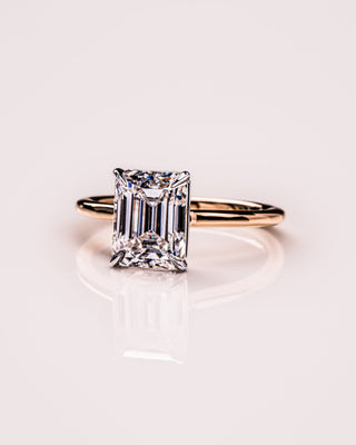 2.3 CT Emerald Cut Solitaire Moissanite Engagement Ring - violetjewels