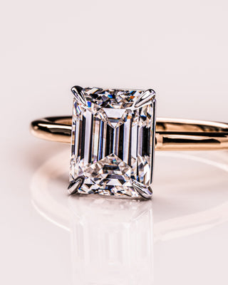 2.3 CT Emerald Cut Solitaire Moissanite Engagement Ring - violetjewels
