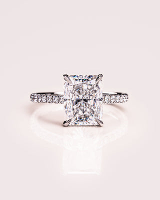 2.43 CT Radiant Cut Solitaire Hidden Halo Setting Moissanite Engagement Ring - violetjewels