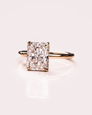 2.43 CT Radiant Cut Solitaire Moissanite Engagement Ring With Hidden Halo Setting - violetjewels