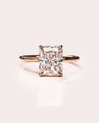 2.43 CT Radiant Cut Solitaire Moissanite Engagement Ring With Hidden Halo Setting - violetjewels