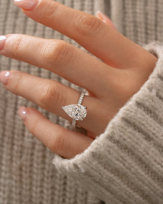 2.40 - 4.40 CT Pear CVD Diamond Pave Style Engagement Ring