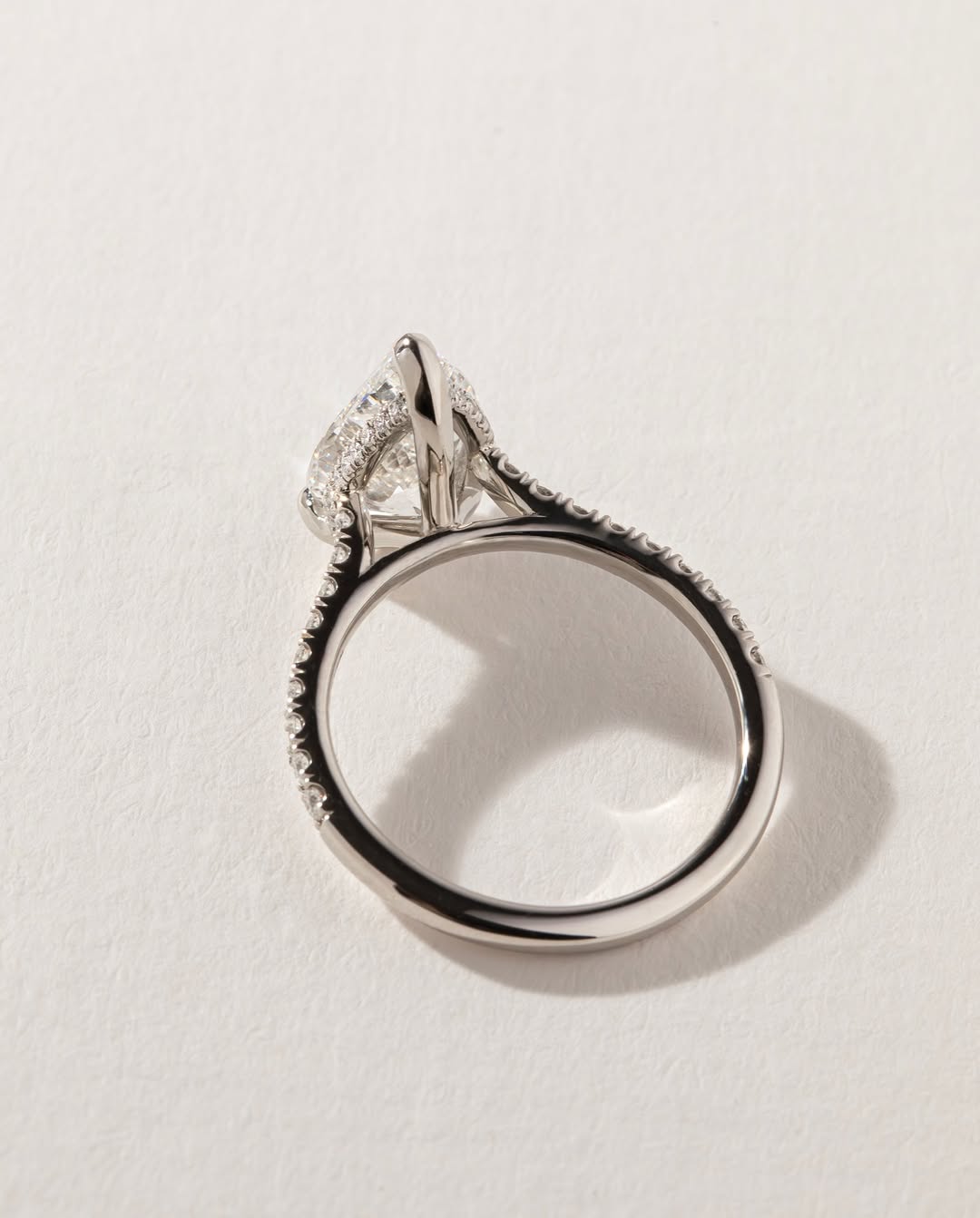 1.00 - 4.40 CT Pear  Lab Grown Diamond Pave Style Engagement Ring