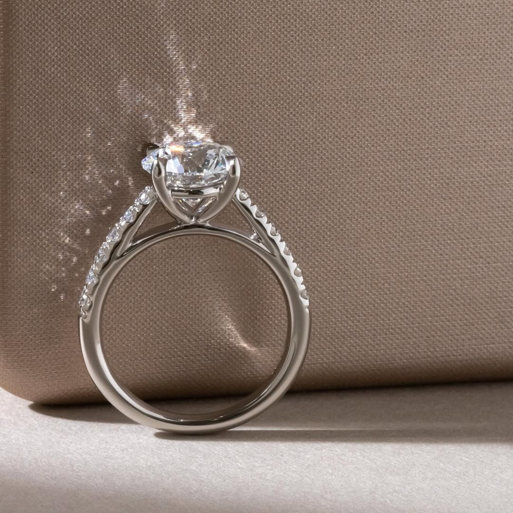 1.00 - 3.00 CT Round  Lab Grown Diamond Pave Style Engagement Ring