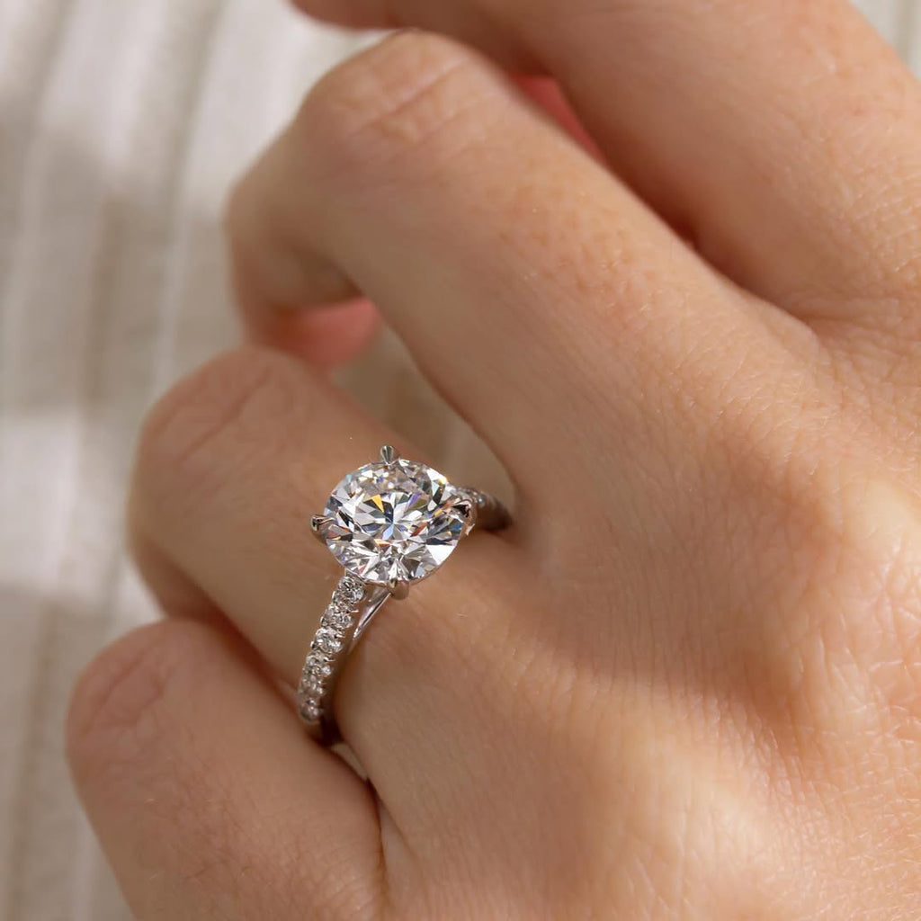 1.00 - 3.00 CT Round  Lab Grown Diamond Pave Style Engagement Ring