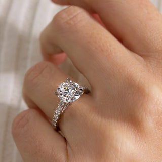 1.50 - 3.50 CT Round CVD Diamond Pave Style Engagement Ring