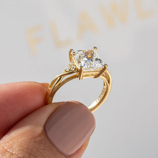 2.70 CT Princess F/VS1 CVD Diamond Vintage Style Engagement Ring