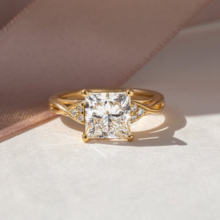 2.70 CT Princess F/VS1 CVD Diamond Vintage Style Engagement Ring