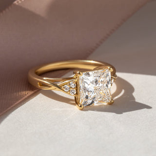 2.70 CT Princess F/VS1 CVD Diamond Vintage Style Engagement Ring