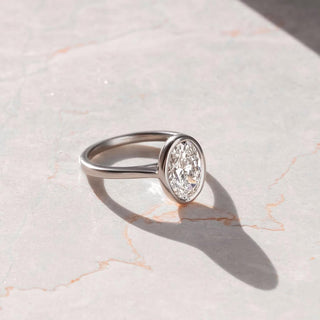 1.50 - 3.50 CT Oval CVD Diamond Bezel Style Engagement Ring