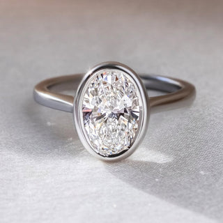 1.50 - 3.50 CT Oval CVD Diamond Bezel Style Engagement Ring