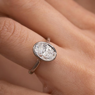 1.50 - 3.50 CT Oval CVD Diamond Bezel Style Engagement Ring