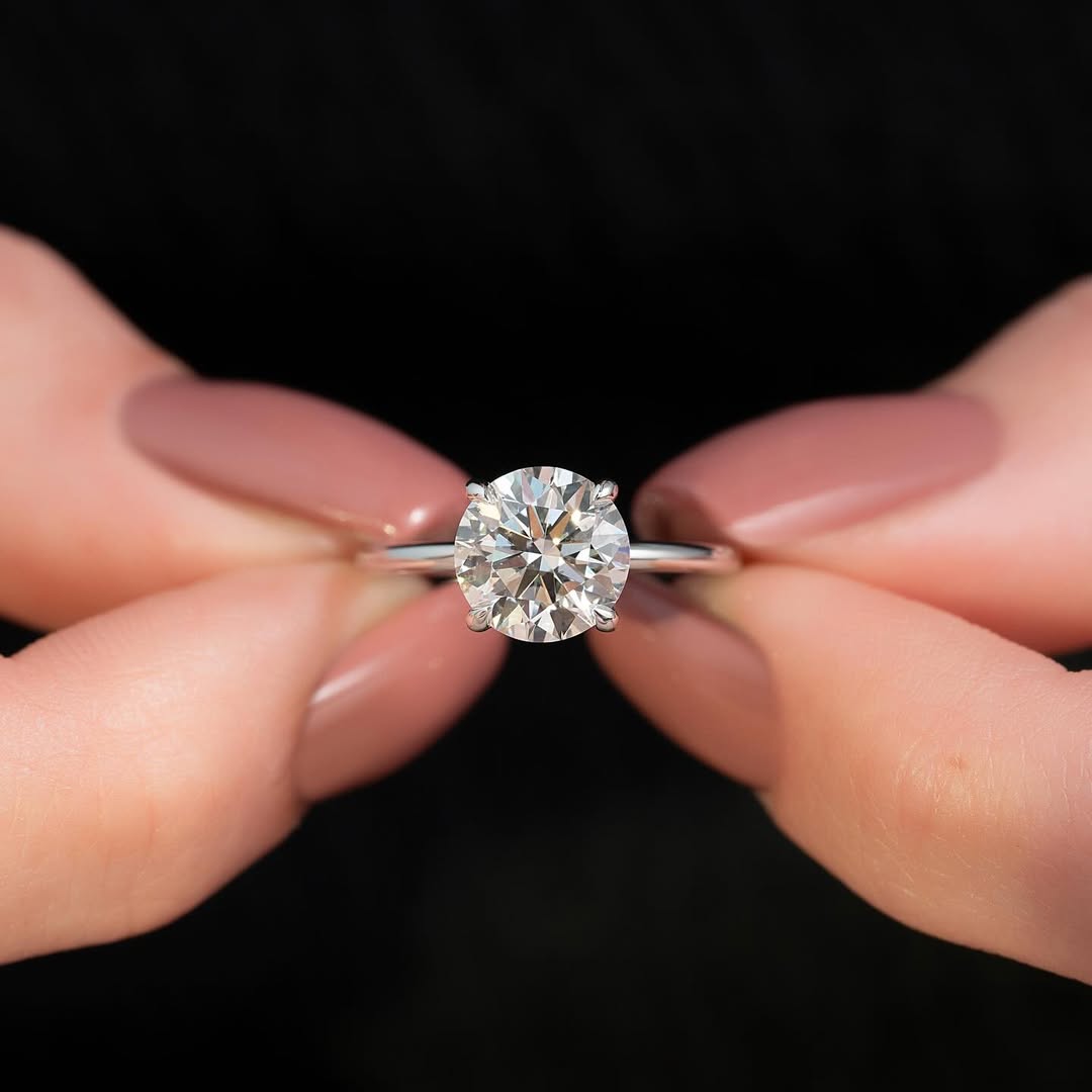 1.0-3.0 CT Round Lab Grown Diamond Solitaire Engagement Ring