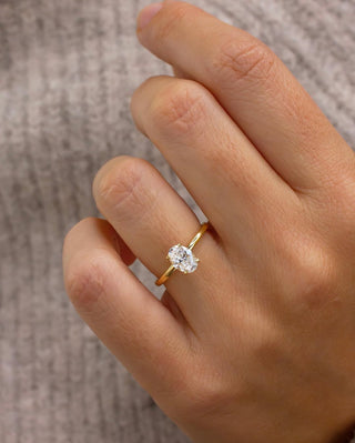 1.5 CT Oval E/VS2 CVD Diamond Hidden Halo Style Engagement Ring
