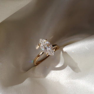 Solitaire Ring with 1.0 CT Marquise Moissanite - violetjewels