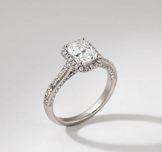 1.20 - 3.20 CT Radiant CVD Diamond Pave & Halo Style Engagement Ring