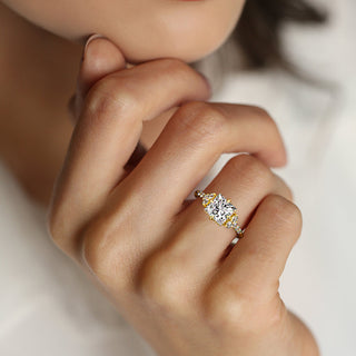 Cluster Ring with 2.0 CT Princess Moissanite - violetjewels