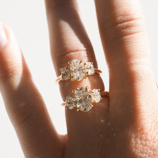 1.0 CT Oval E/VS1 CVD Diamond Three Stone Style Engagement Ring - violetjewels