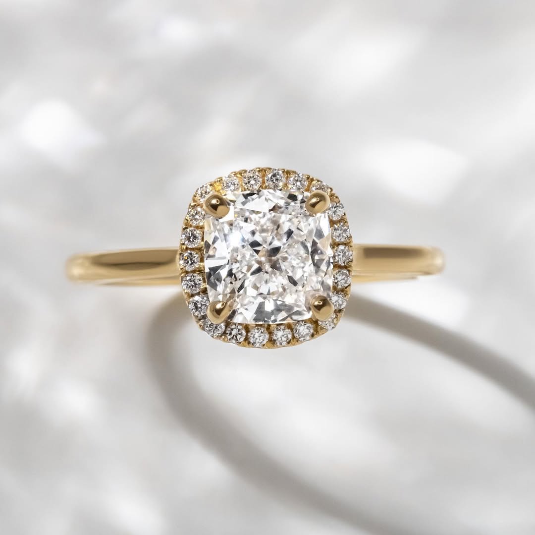 1.0 - 4.0 CT Cushion  Lab Grown Diamond  Halo Style Engagement Ring