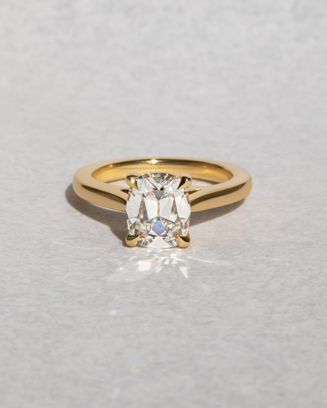 1.0-3.50 CT Cushion Lab Grown Diamond Solitaire Engagement Ring
