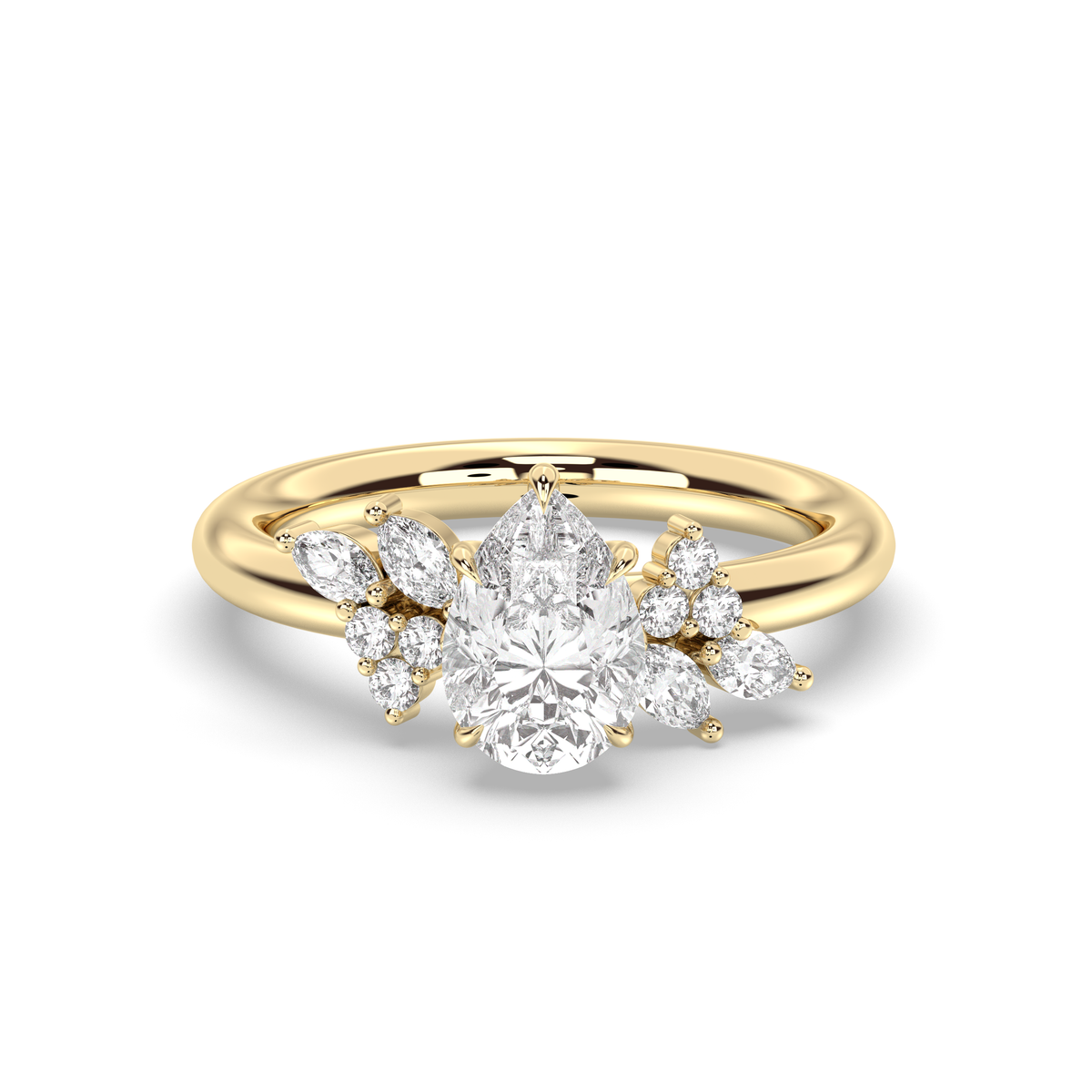1.0-3.0 CT Pear Lab Grown Diamond Cluster Engagement Ring