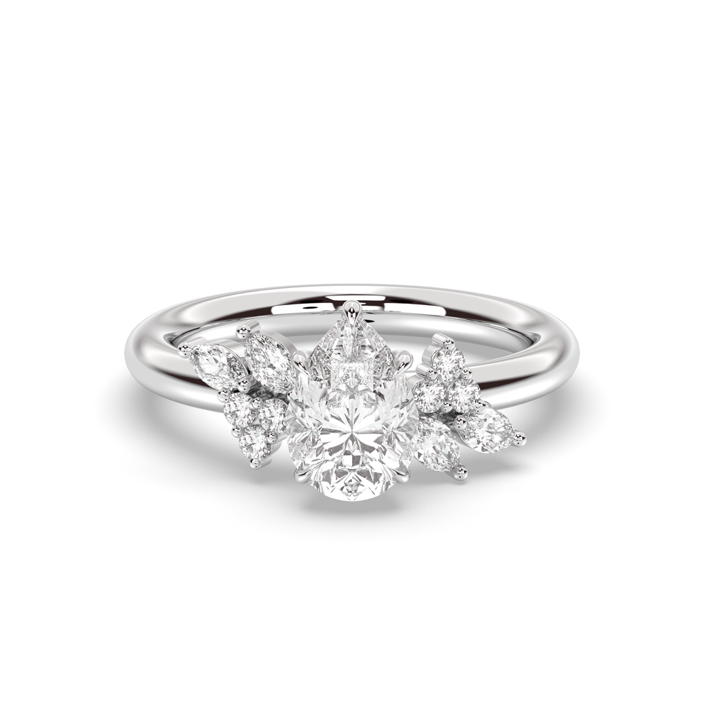1.0-3.0 CT Pear Lab Grown Diamond Cluster Engagement Ring