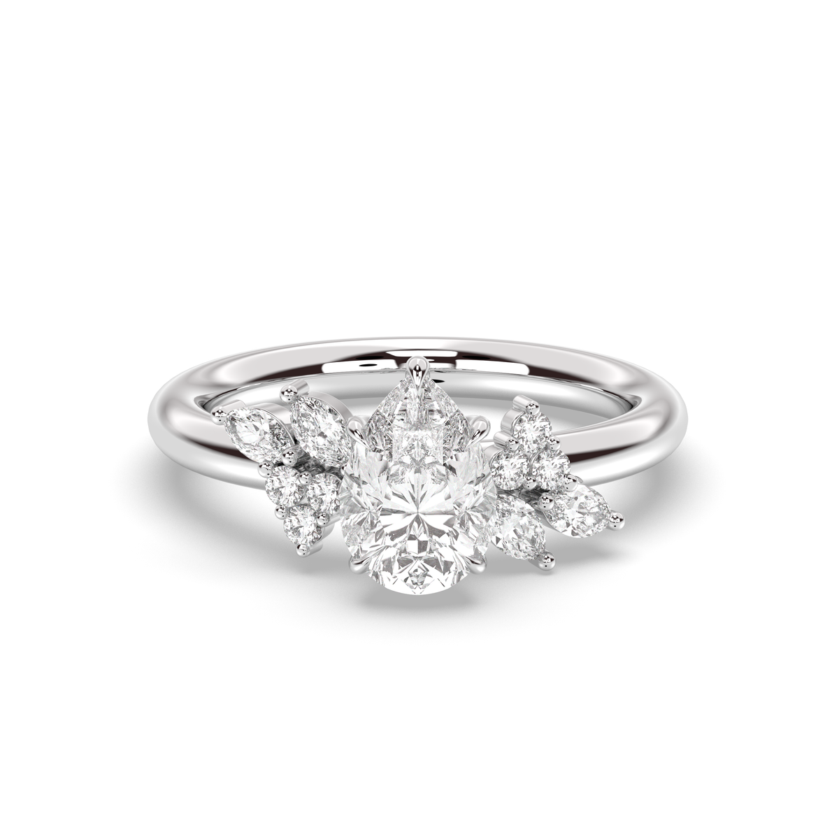 1.0-3.0 CT Pear Lab Grown Diamond Cluster Engagement Ring