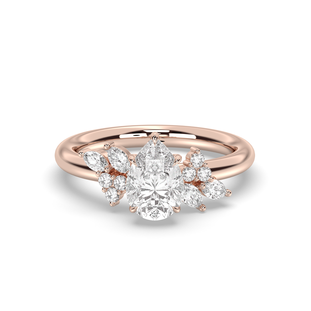1.0-3.0 CT Pear Lab Grown Diamond Cluster Engagement Ring